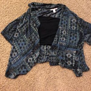 Green patterned silk layer cardigan very very lit